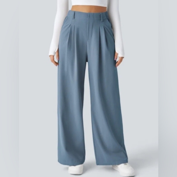 Halara High Waisted Side Pocket Waffle Texture Wide Leg Work Pant Small NEW NWT - Picture 1 of 11